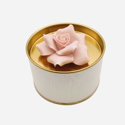 Bomboniera cresima scatola latta piccola bianca fiore Capodimonte